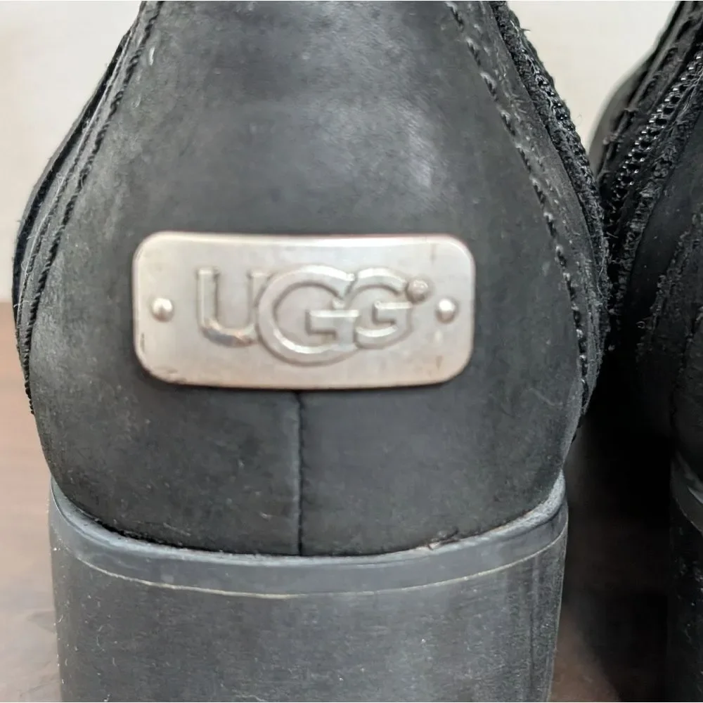 Ugg Fur Lined Outdoors Cozy Cabin Whimsigoth Dark Academia Leather Boots 10